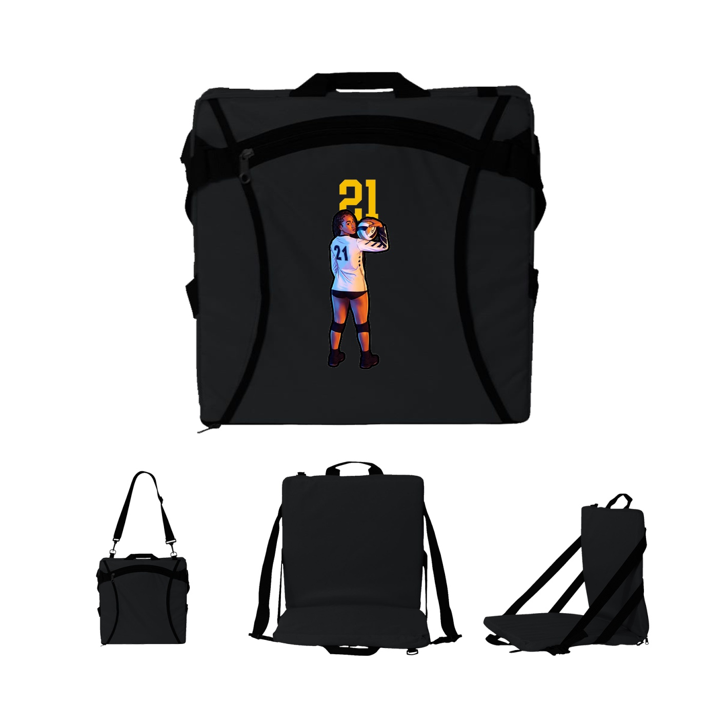 Folding Stadium Seat — Number Top in Black