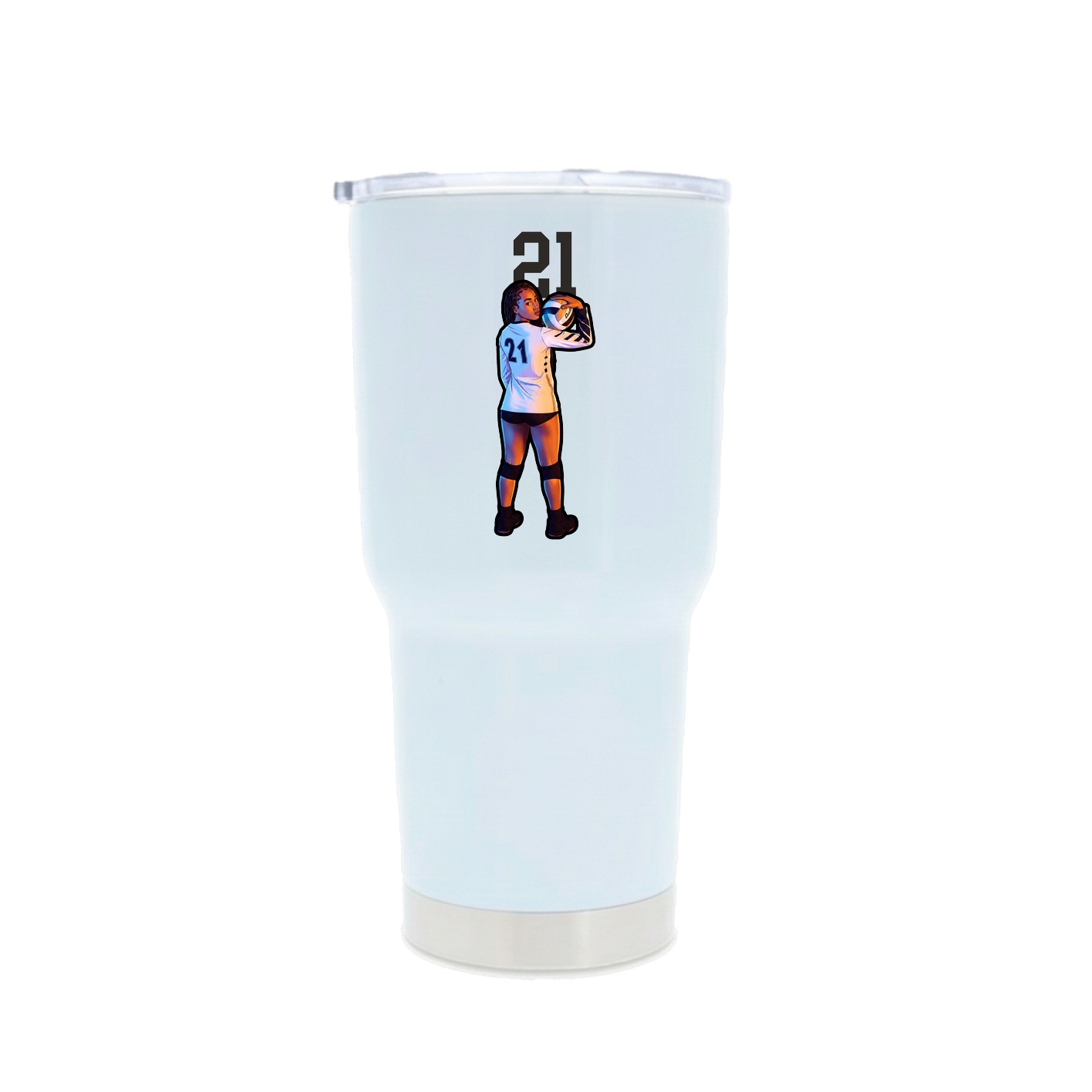 30oz Stainless Steel Tumbler — Number Top in White