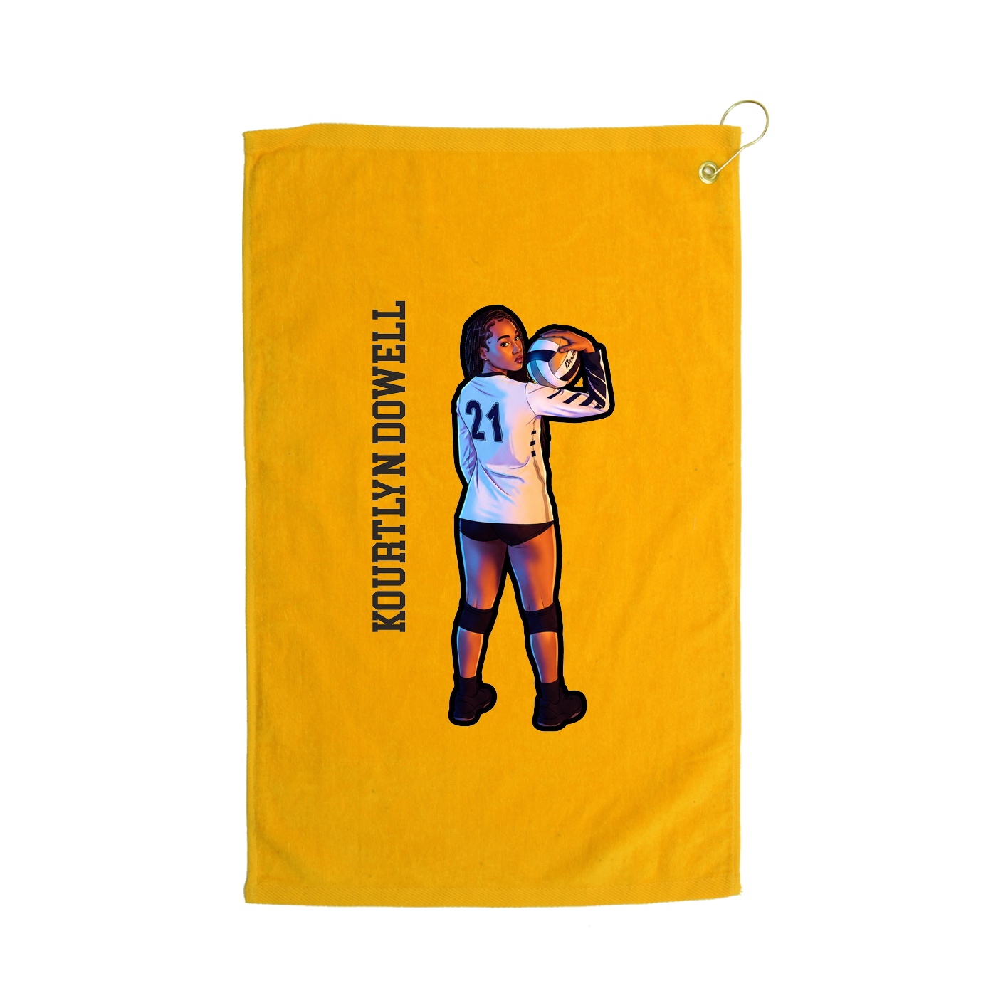 Golf Towel — Name Vertical in Gold