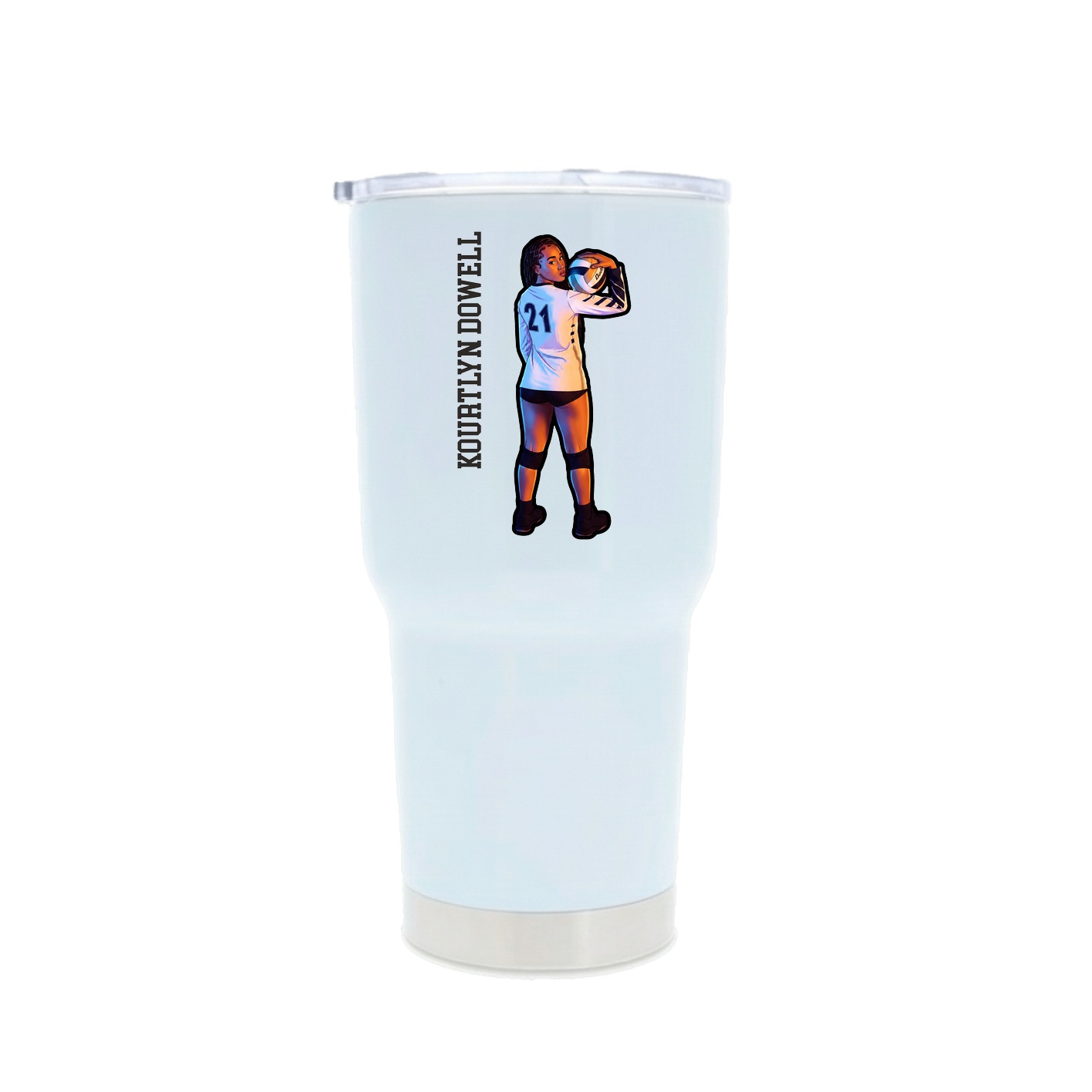 30oz Stainless Steel Tumbler — Name Vertical in White