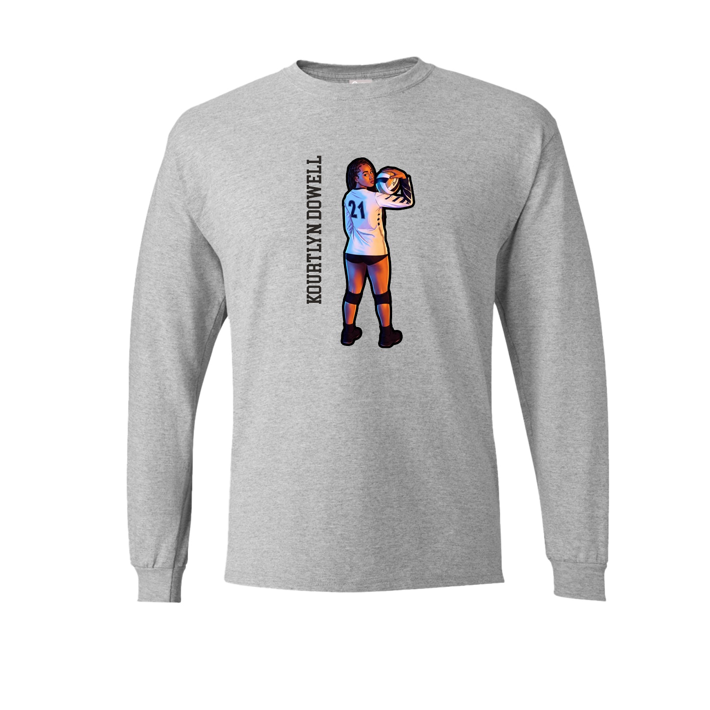 Long Sleeve Tee — Name Vertical in Grey