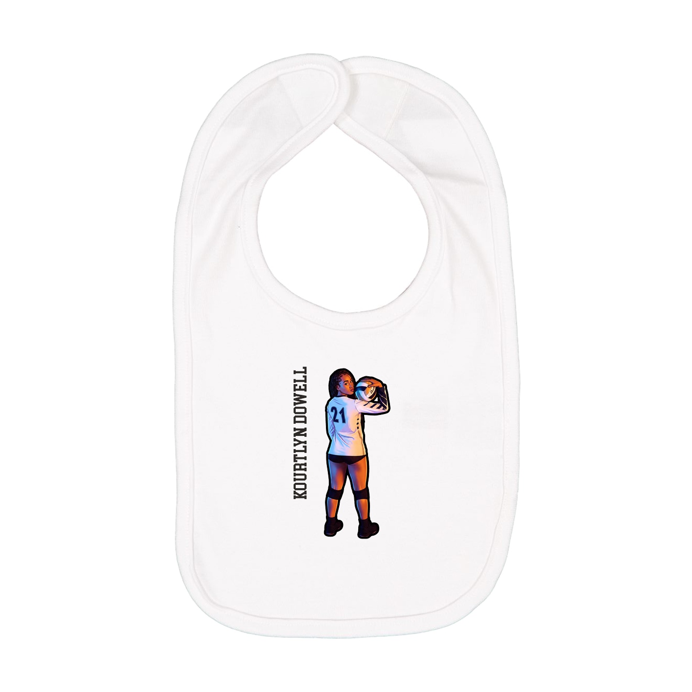 Infant Bib — Name Vertical in White