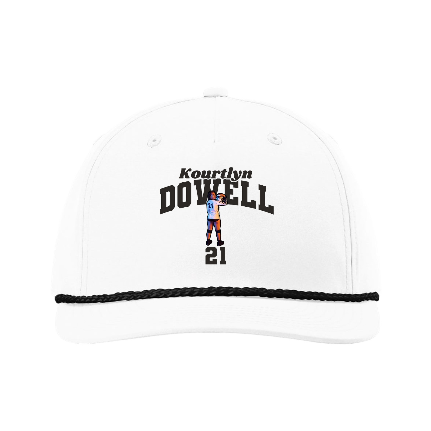 Five-Panel Classic Rope Cap — Signature Arch in White