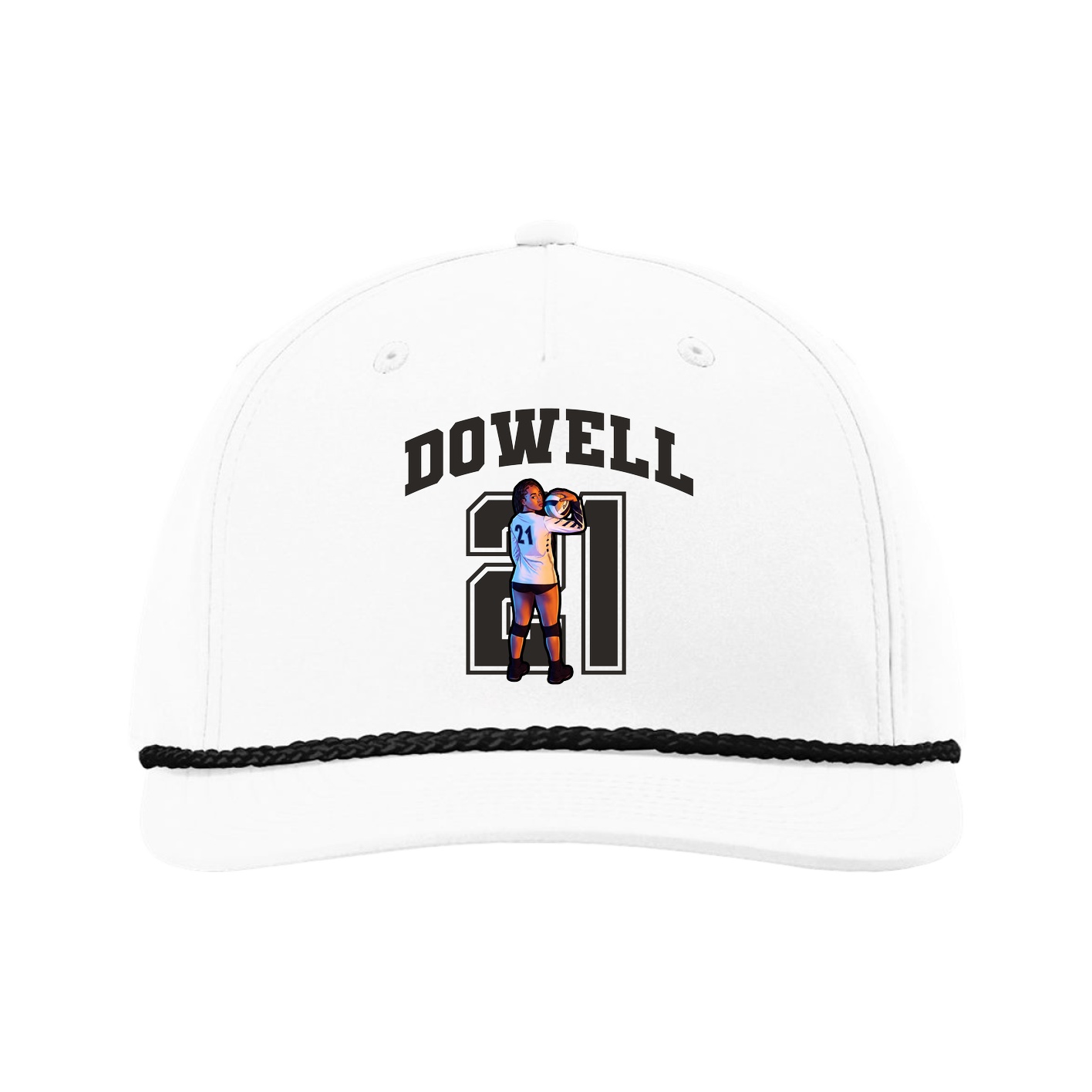 Five-Panel Classic Rope Cap — Number in White
