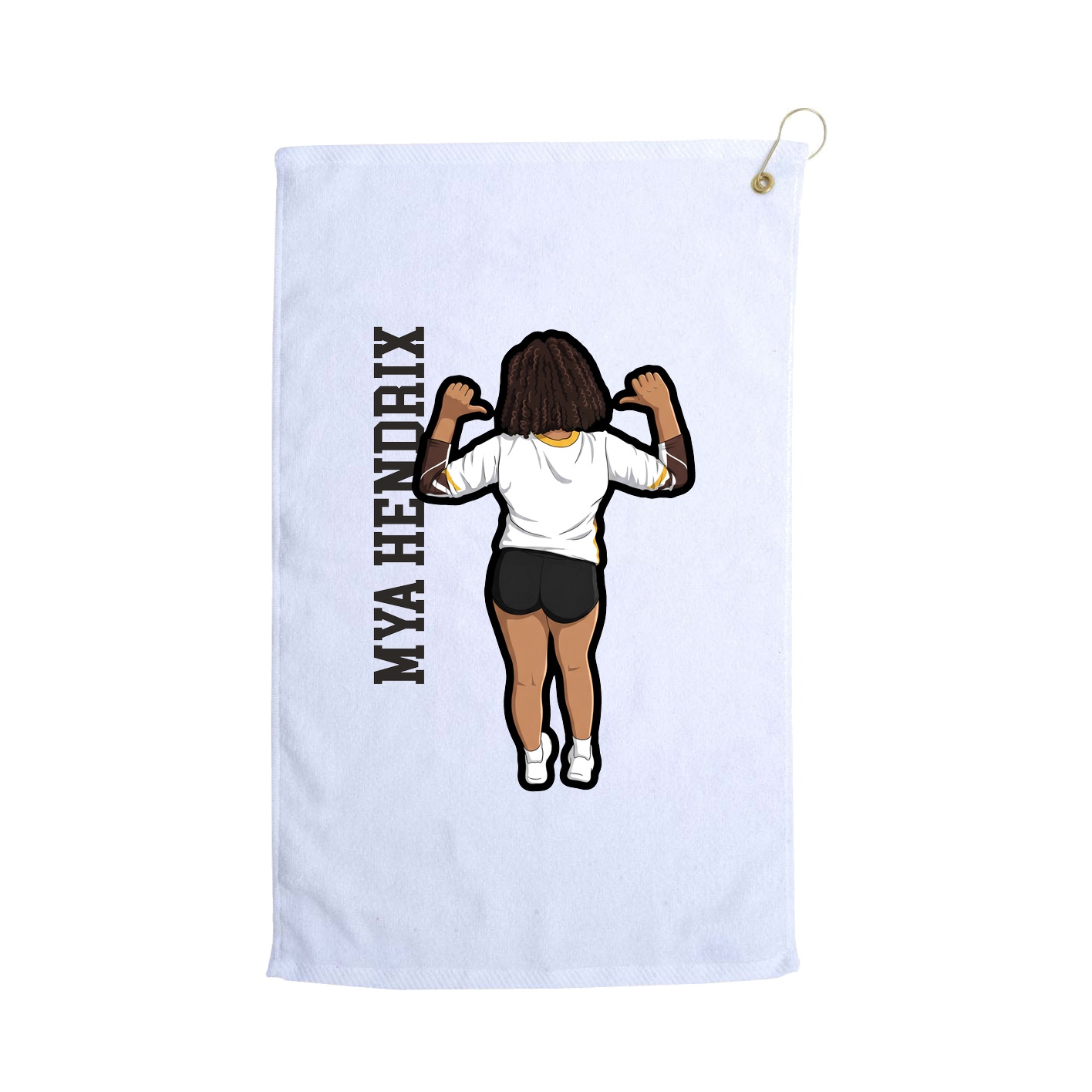 Golf Towel — Name Vertical in White