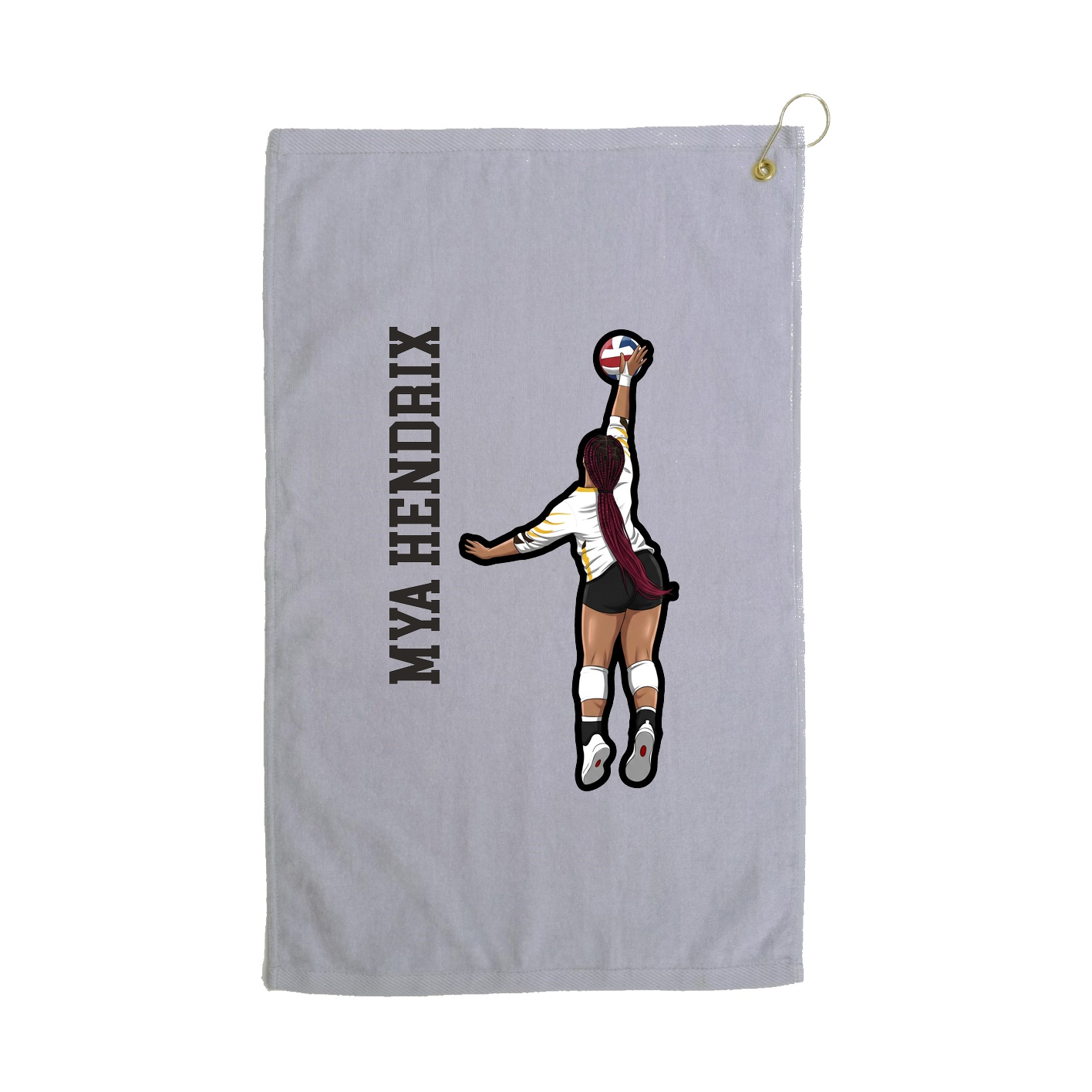 Golf Towel — Name Vertical in Grey