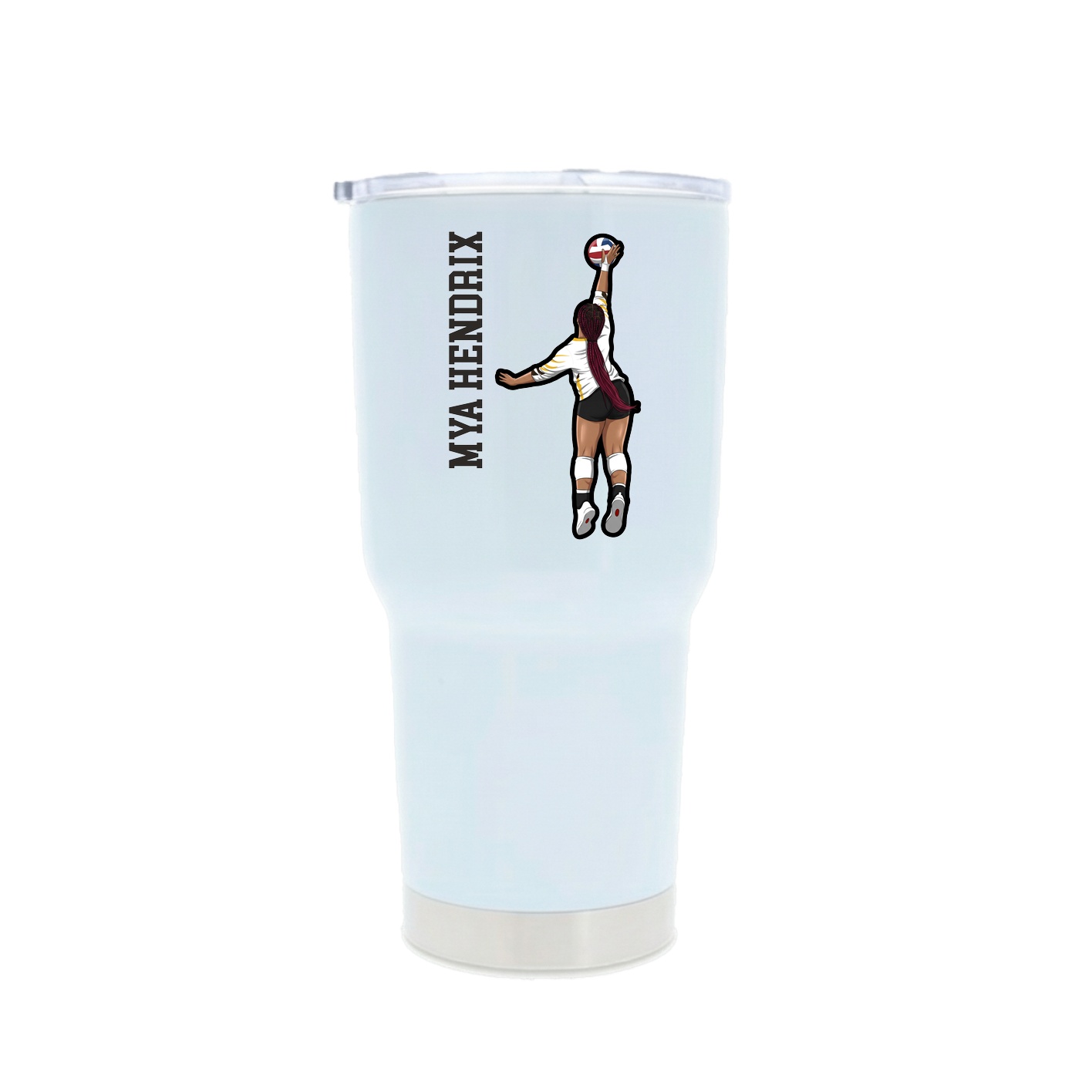30oz Stainless Steel Tumbler — Name Vertical in White