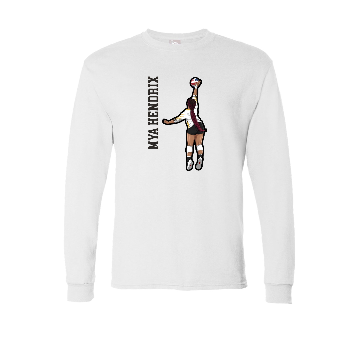 Long Sleeve Tee — Name Vertical in White