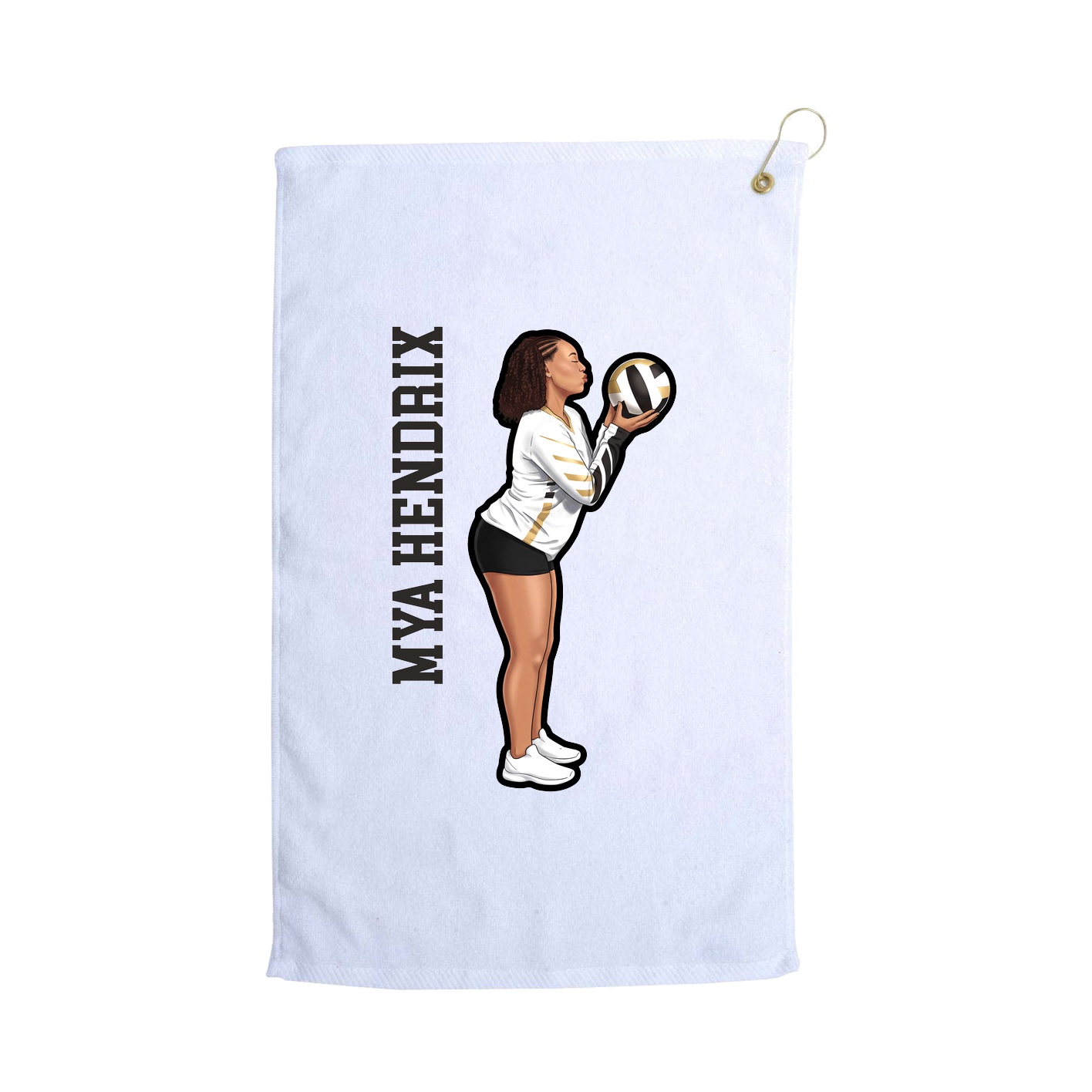 Golf Towel — Name Vertical in White