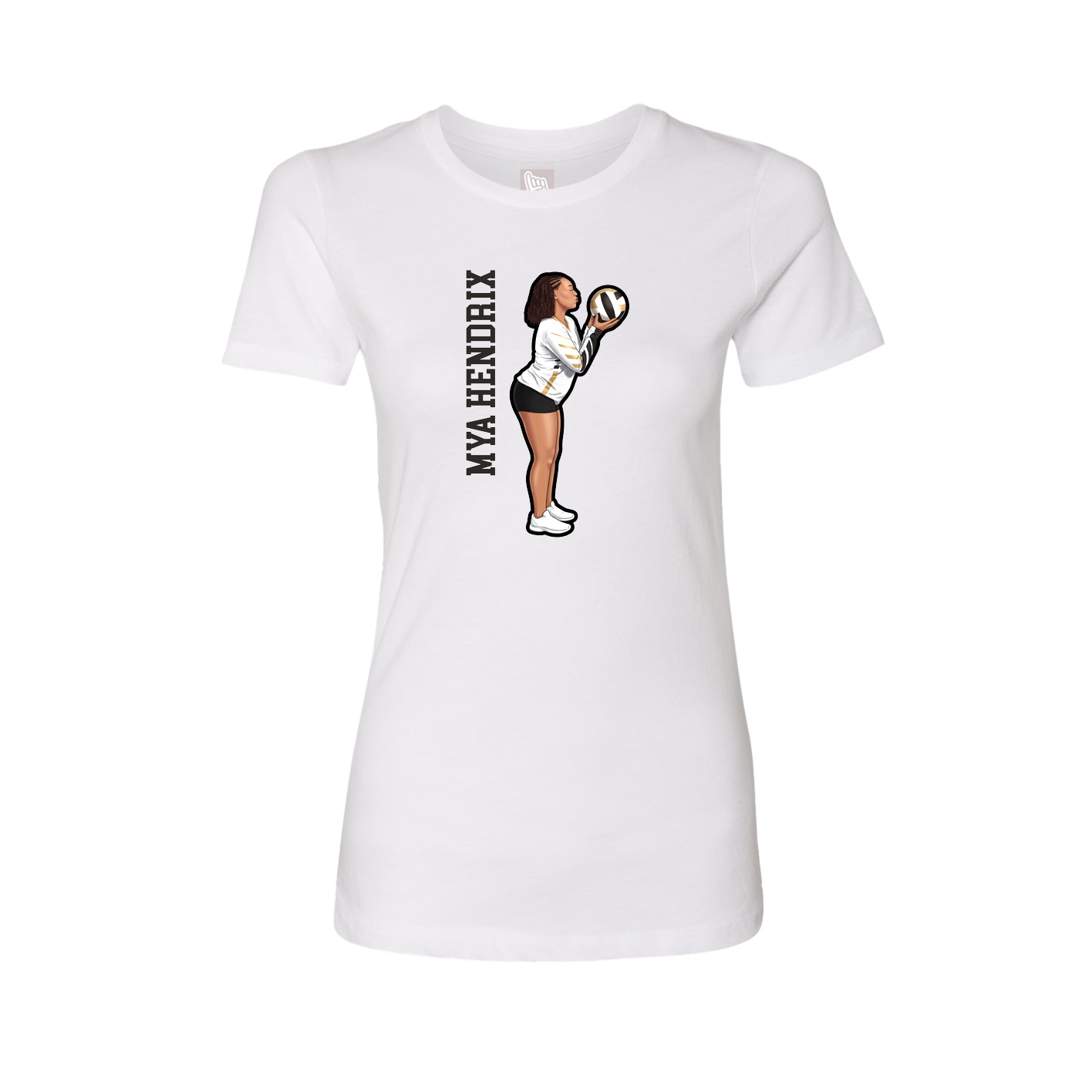 Fitted Women's Tee — Name Vertical in White