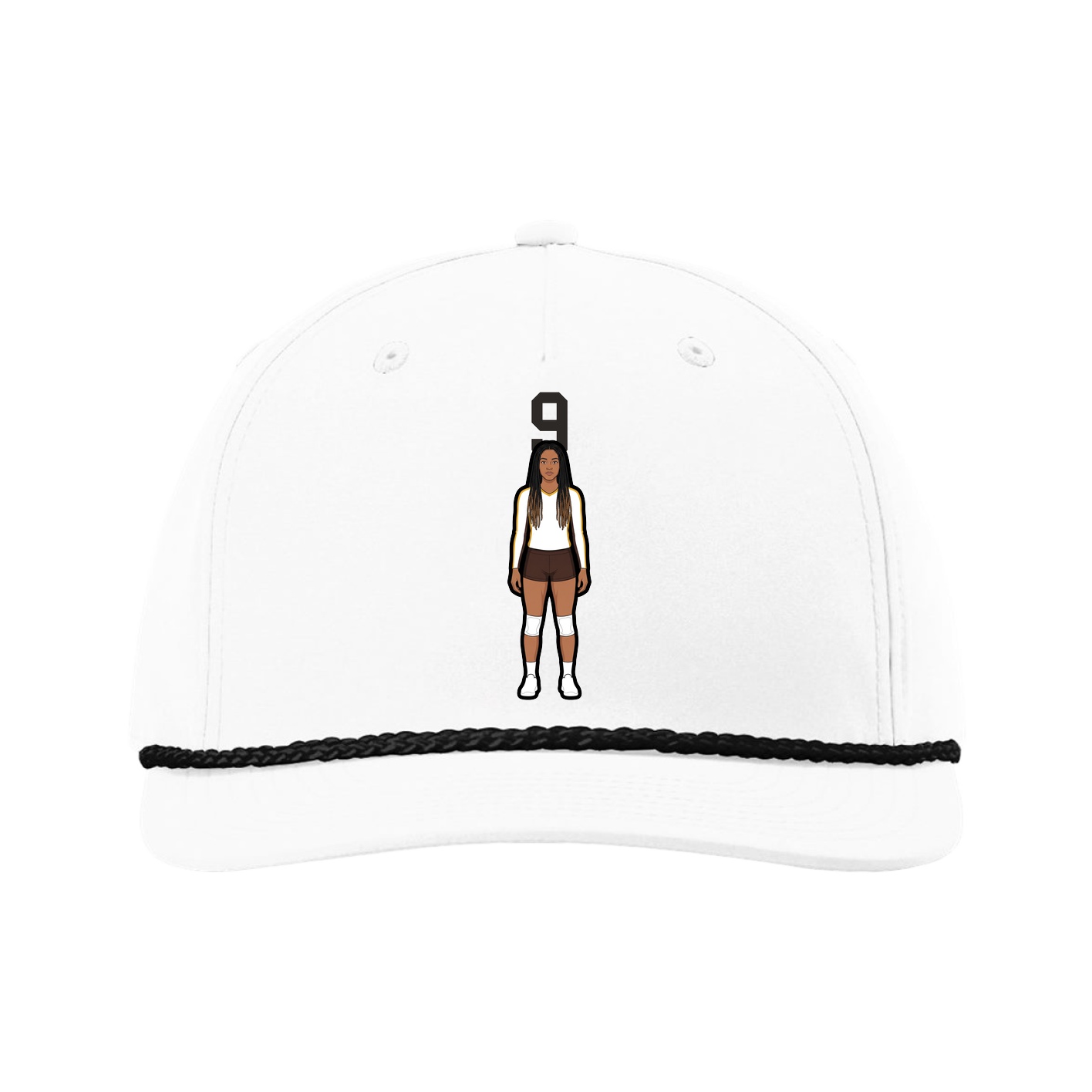 Five-Panel Classic Rope Cap — Number Top in White