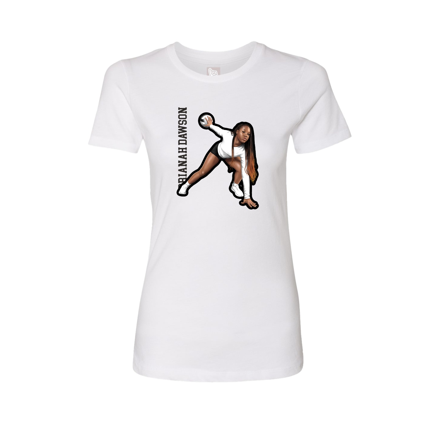 Fitted Women's Tee — Name Vertical in White