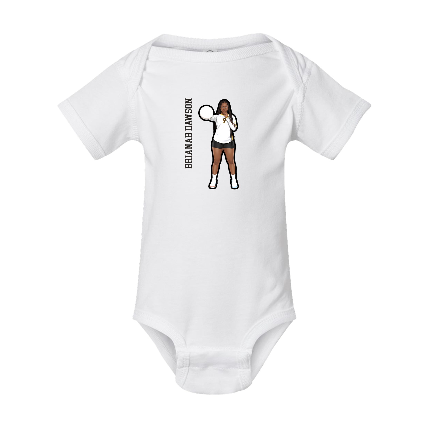 Baby Onesie — Name Vertical in White