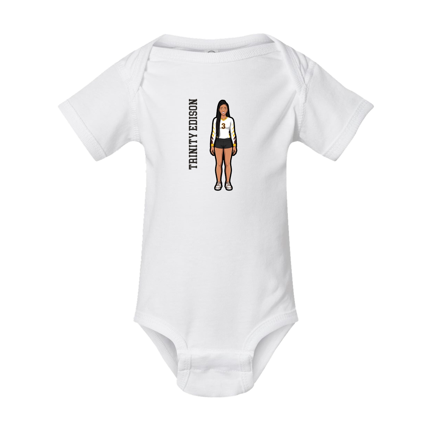 Baby Onesie — Name Vertical in White