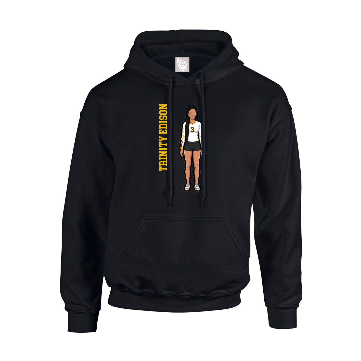 Youth Hoodie — Name Vertical in Black