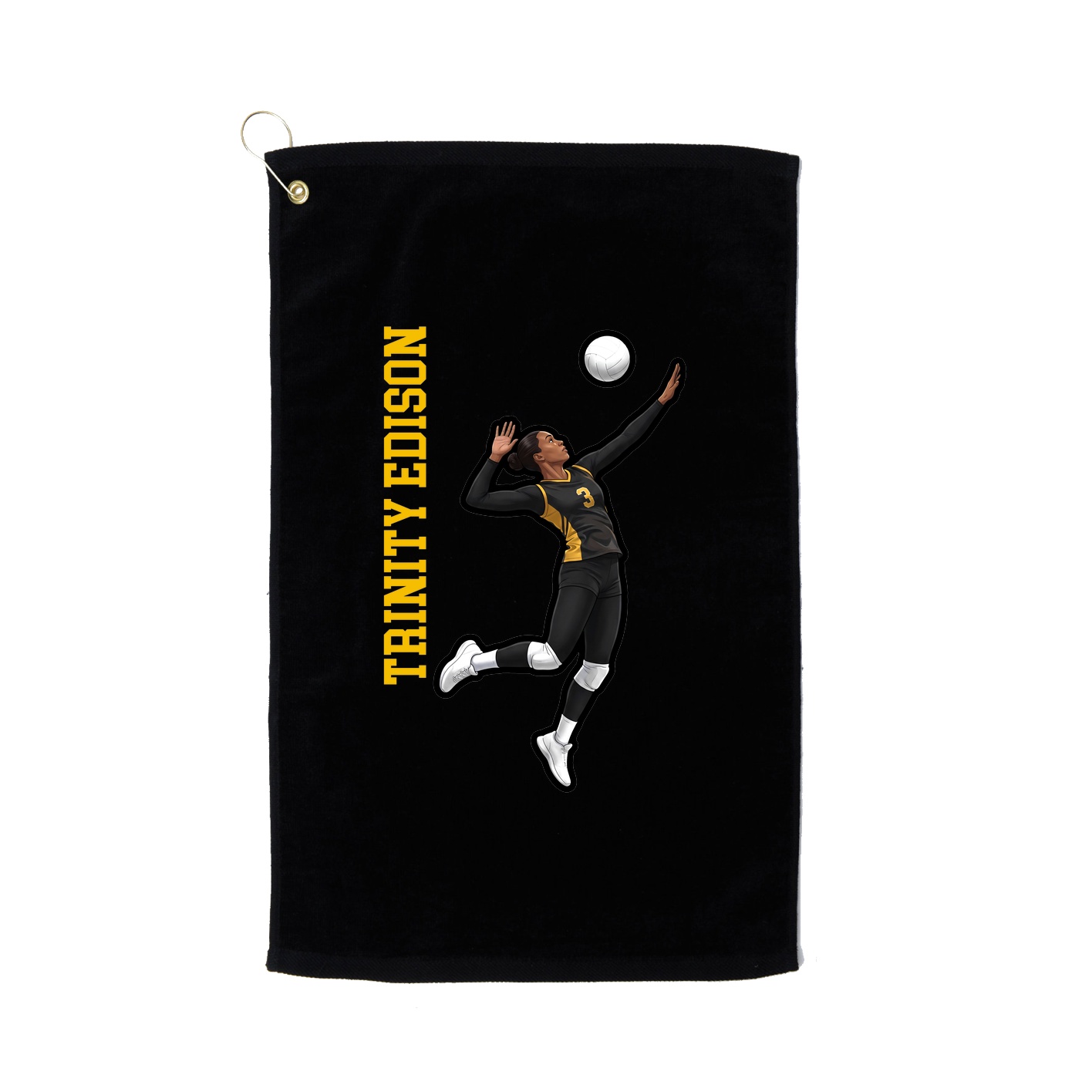Golf Towel — Name Vertical in Black