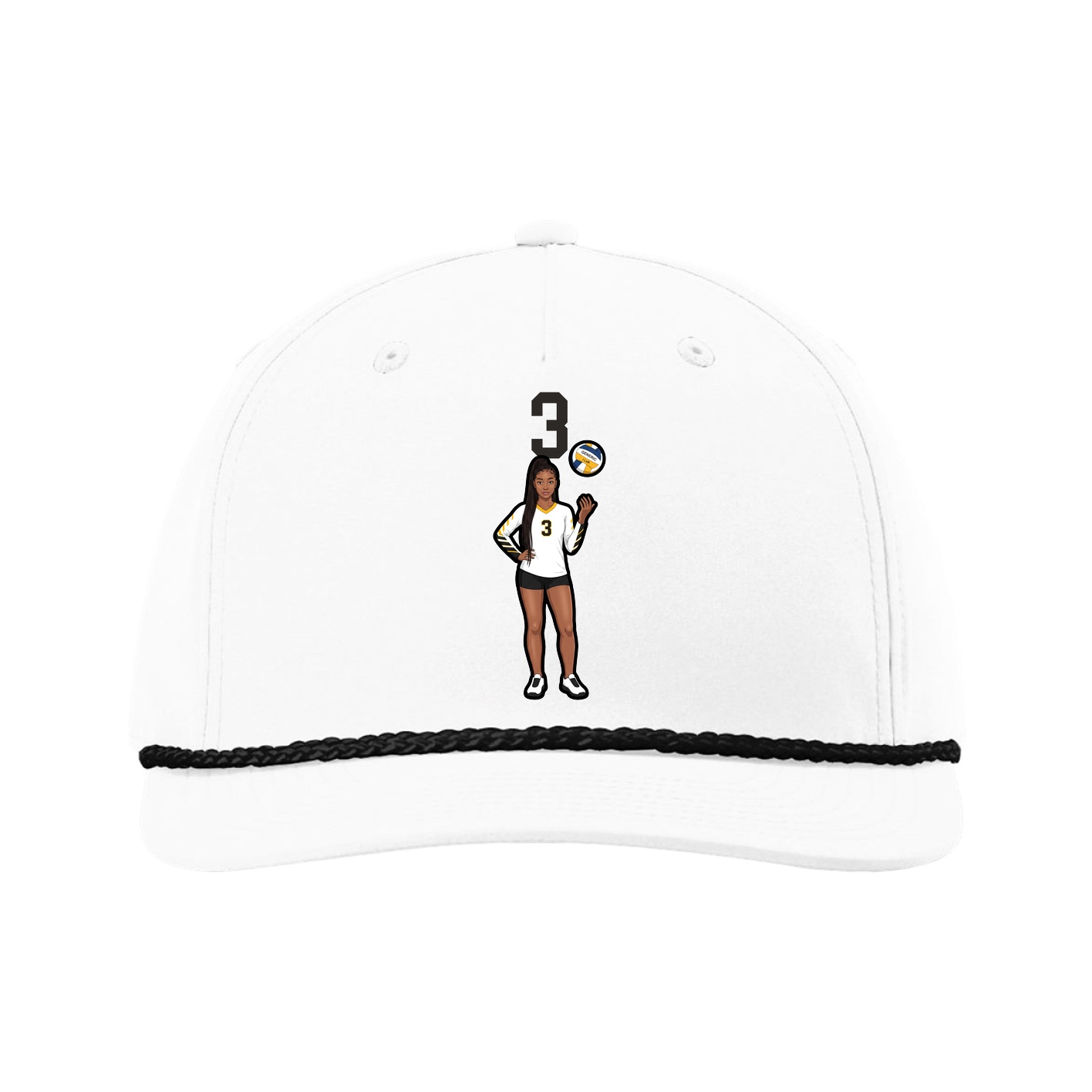 Five-Panel Classic Rope Cap — Number Top in White