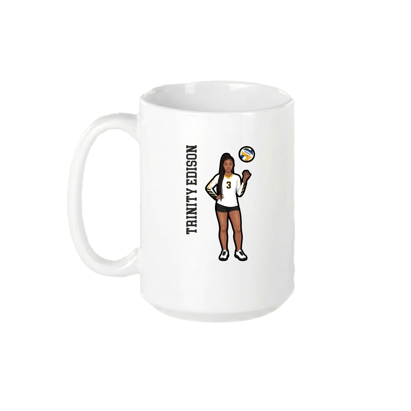 15oz Coffee Mug — Name Vertical in White