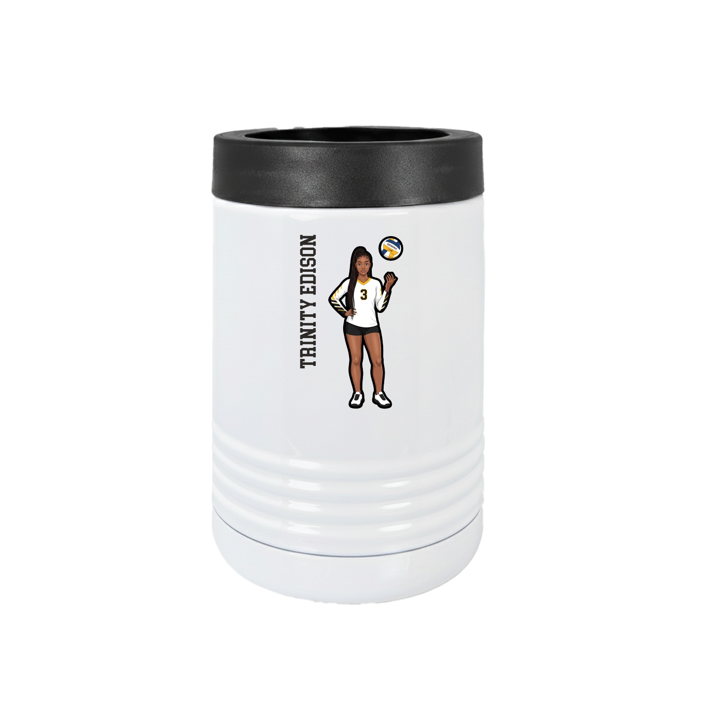 Beverage Holder — Name Vertical in White