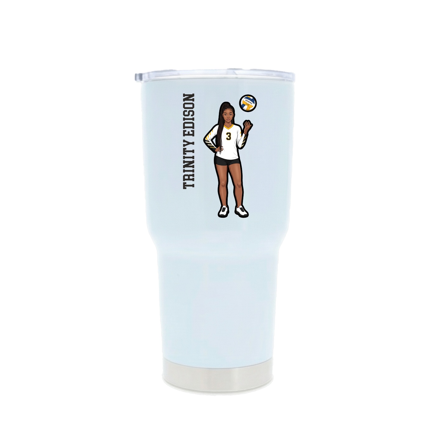 30oz Stainless Steel Tumbler — Name Vertical in White