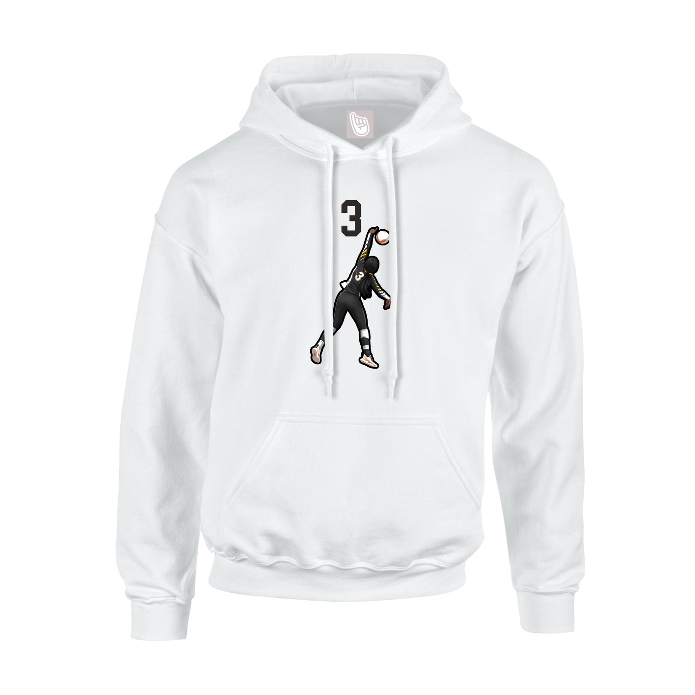 Youth Hoodie — Number Top in White