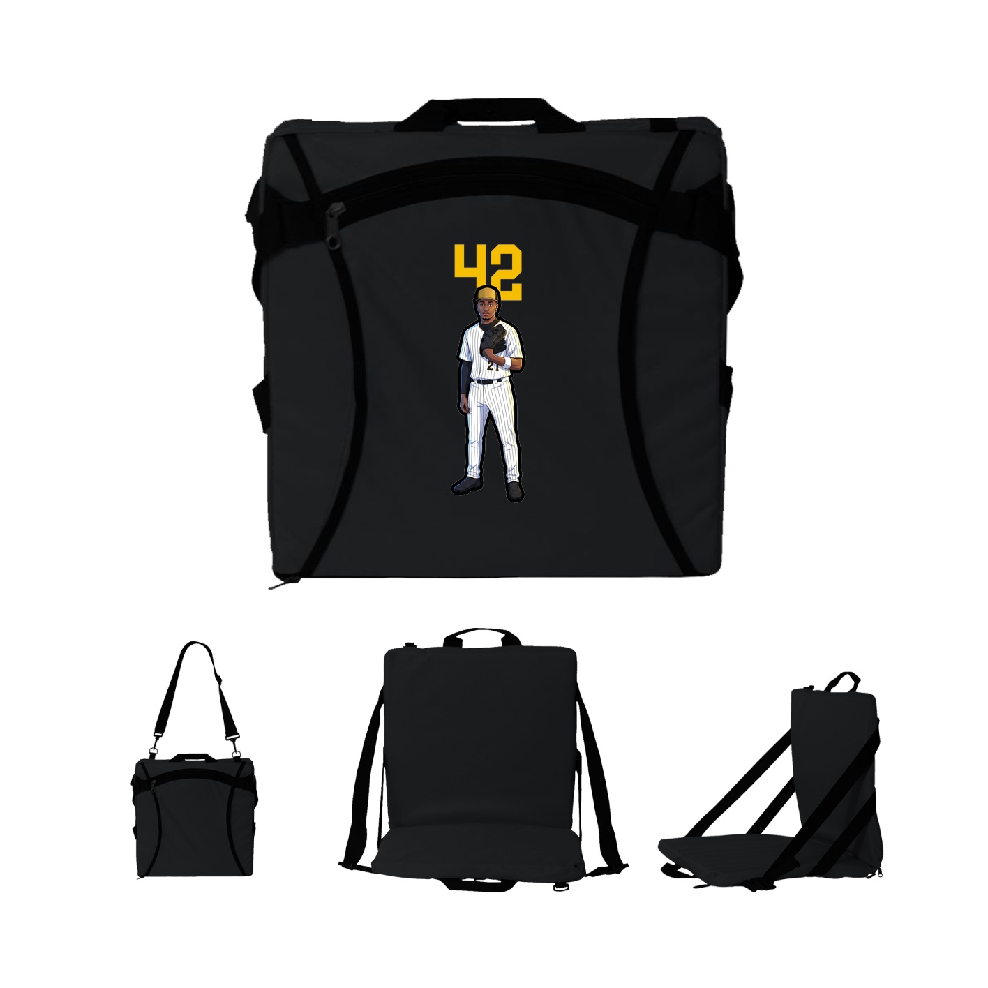 Folding Stadium Seat — Number Top in Black