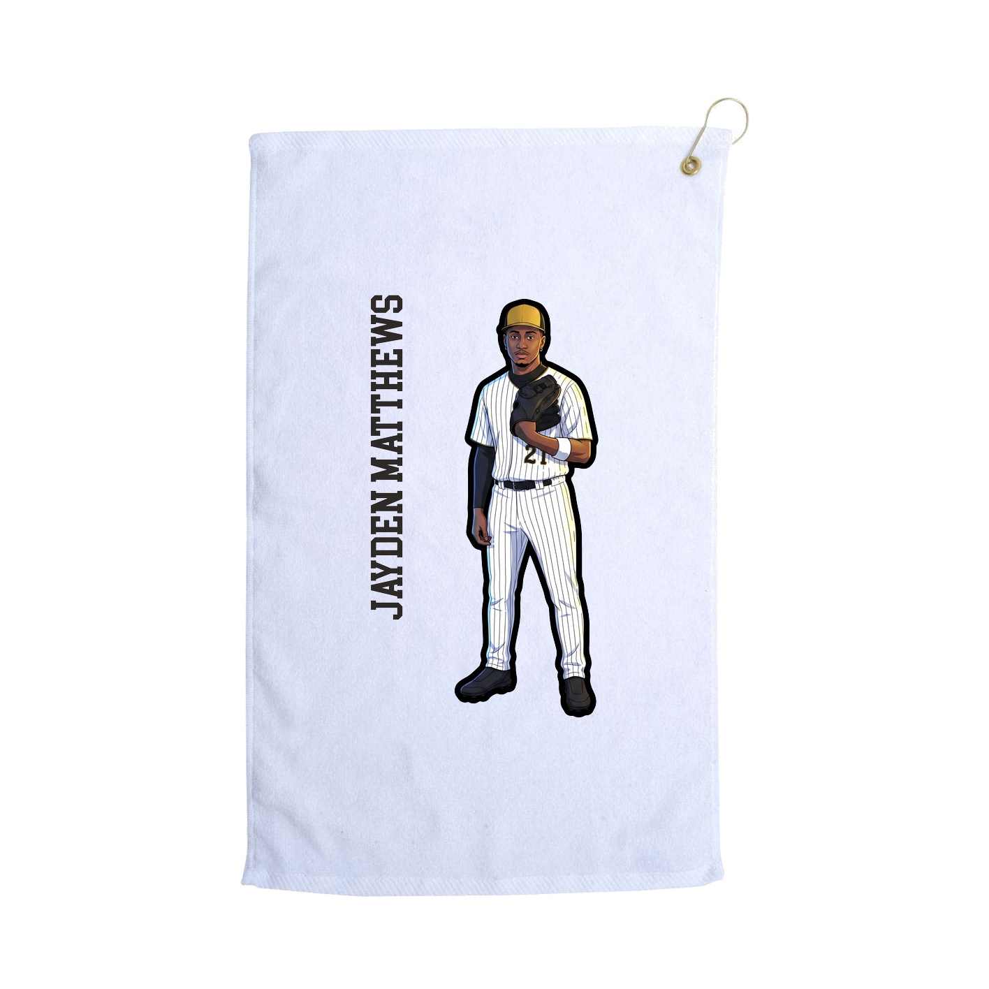 Golf Towel — Name Vertical in White