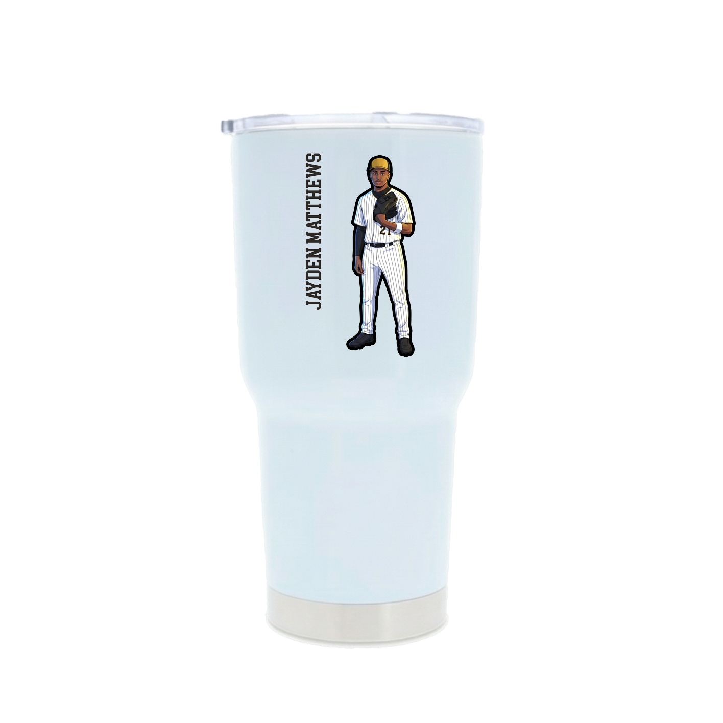 30oz Stainless Steel Tumbler — Name Vertical in White