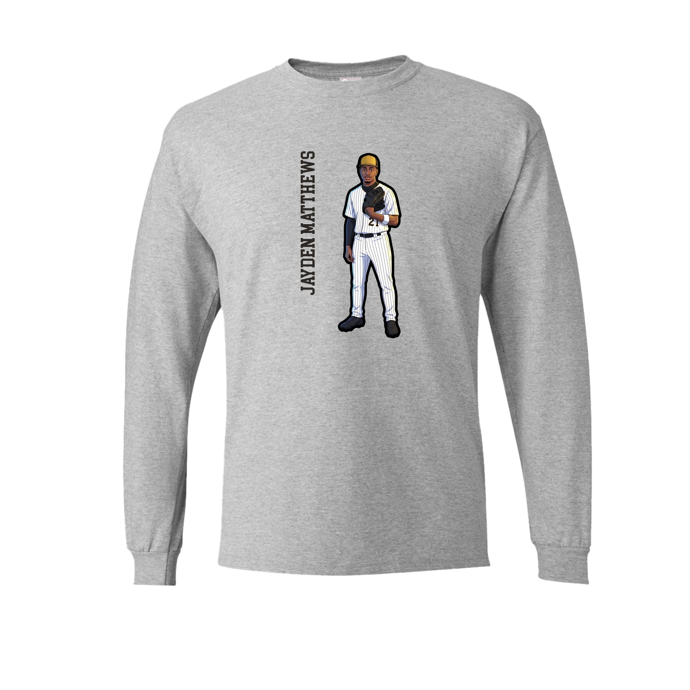 Long Sleeve Tee — Name Vertical in Grey