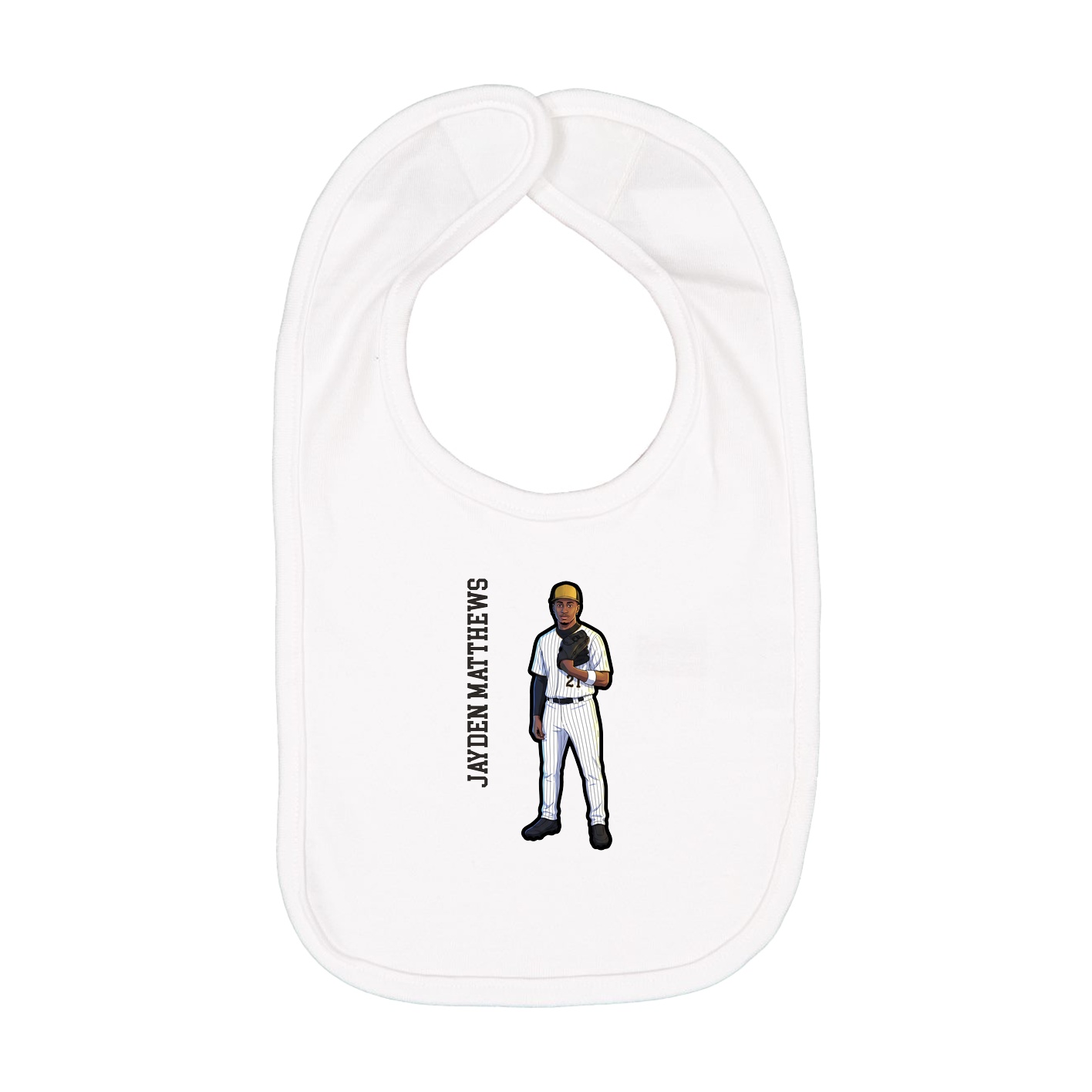 Infant Bib — Name Vertical in White