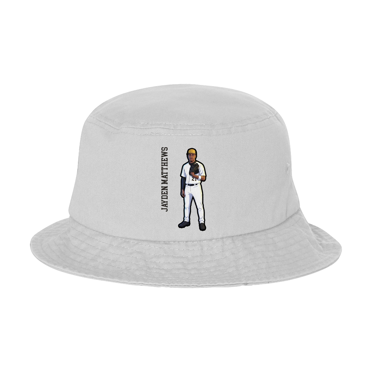 Bucket Cap — Name Vertical in White