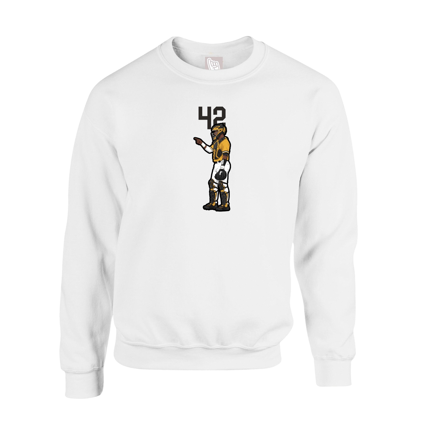 Fleece Crew — Number Top in White