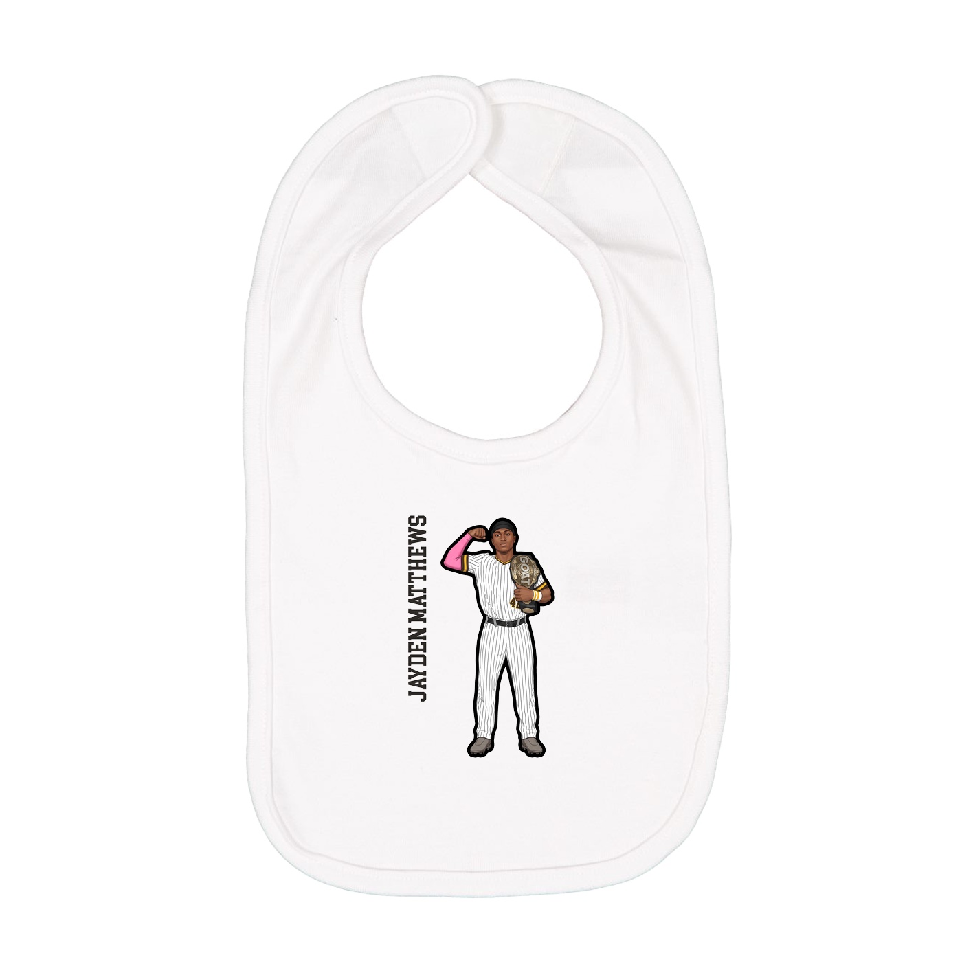 Infant Bib — Name Vertical in White