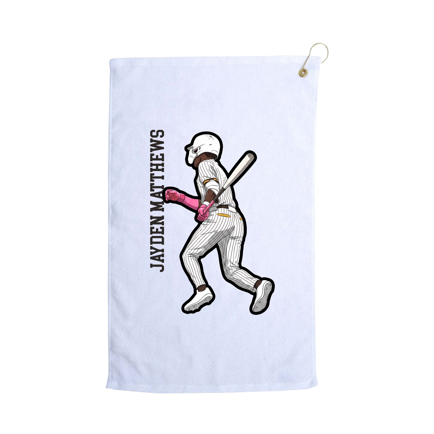 Golf Towel — Name Vertical in White