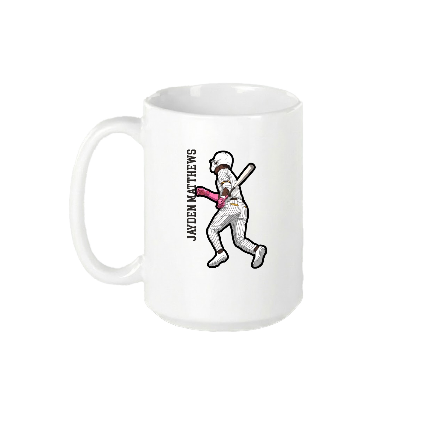 15oz Coffee Mug — Name Vertical in White