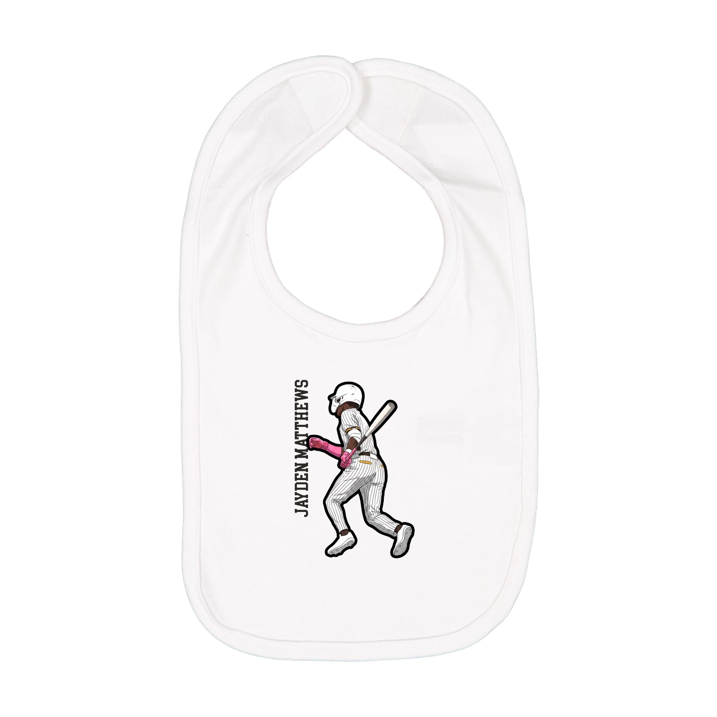 Infant Bib — Name Vertical in White
