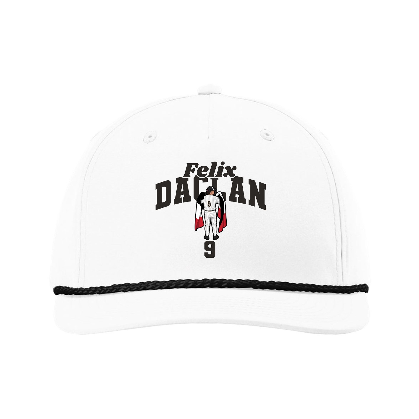 Five-Panel Classic Rope Cap — Signature Arch in White