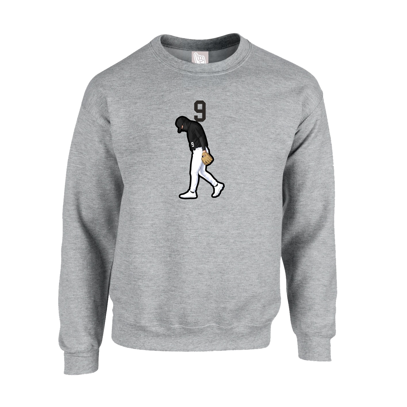 Fleece Crew — Number Top in Grey