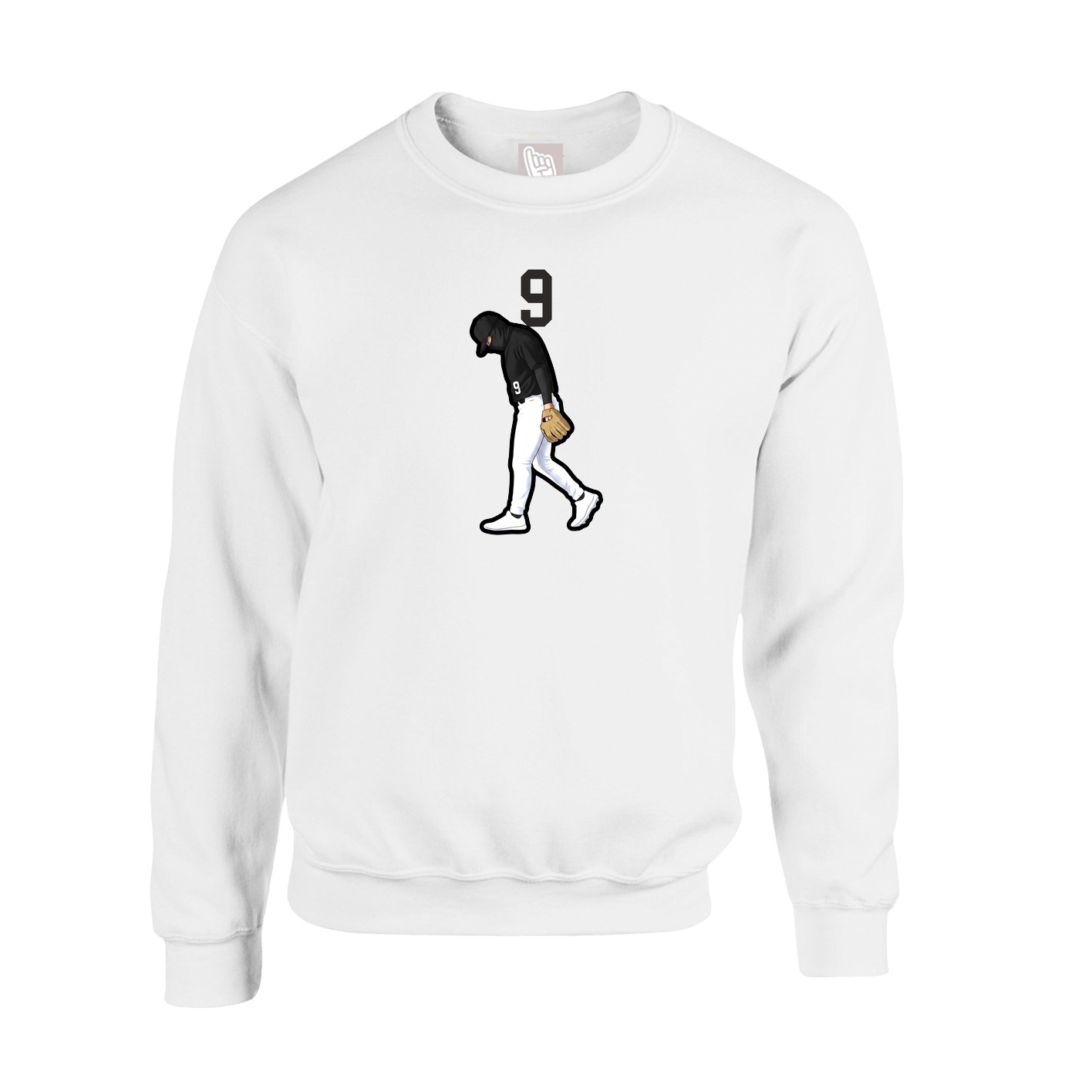 Fleece Crew — Number Top in White