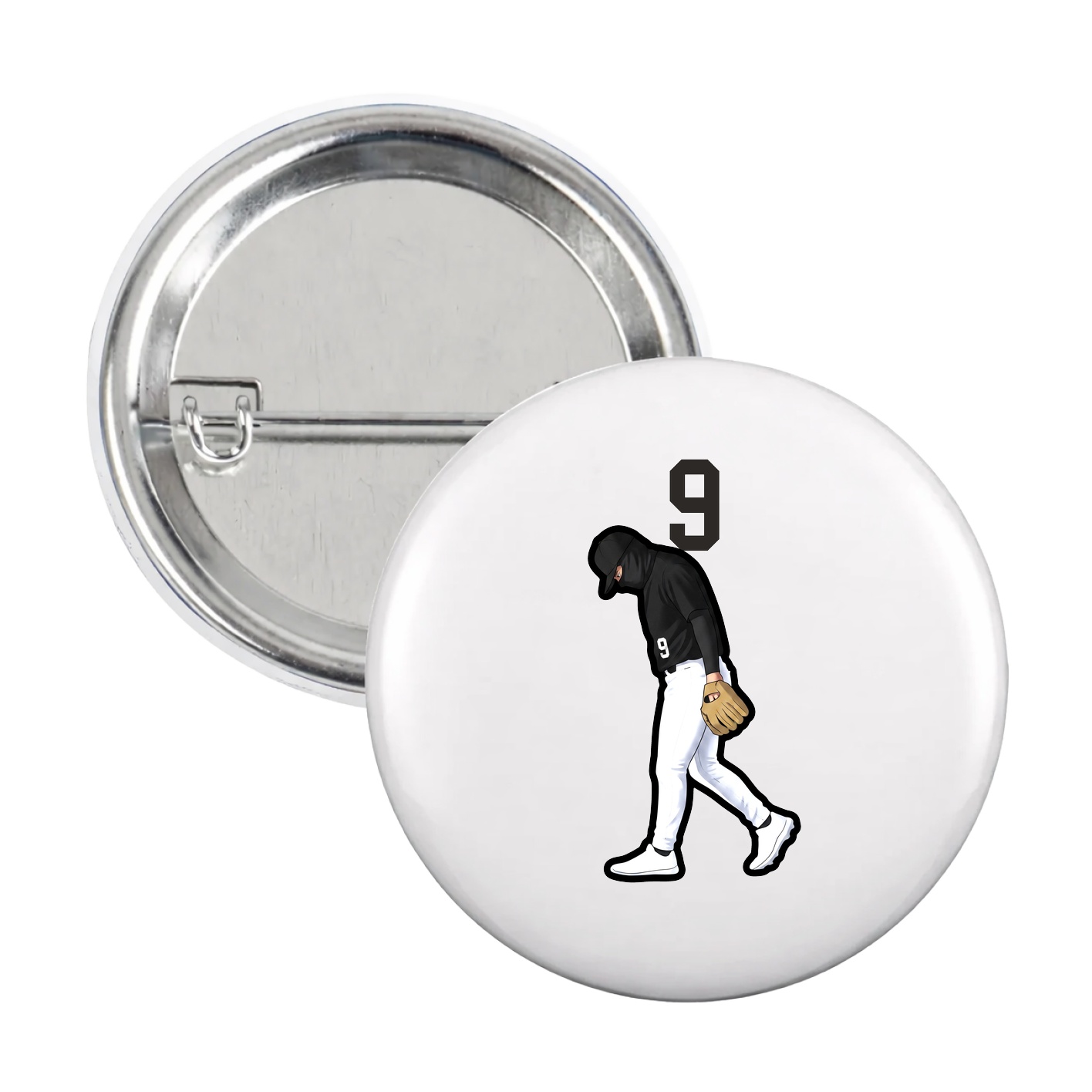 Game Day Button — Number Top in White