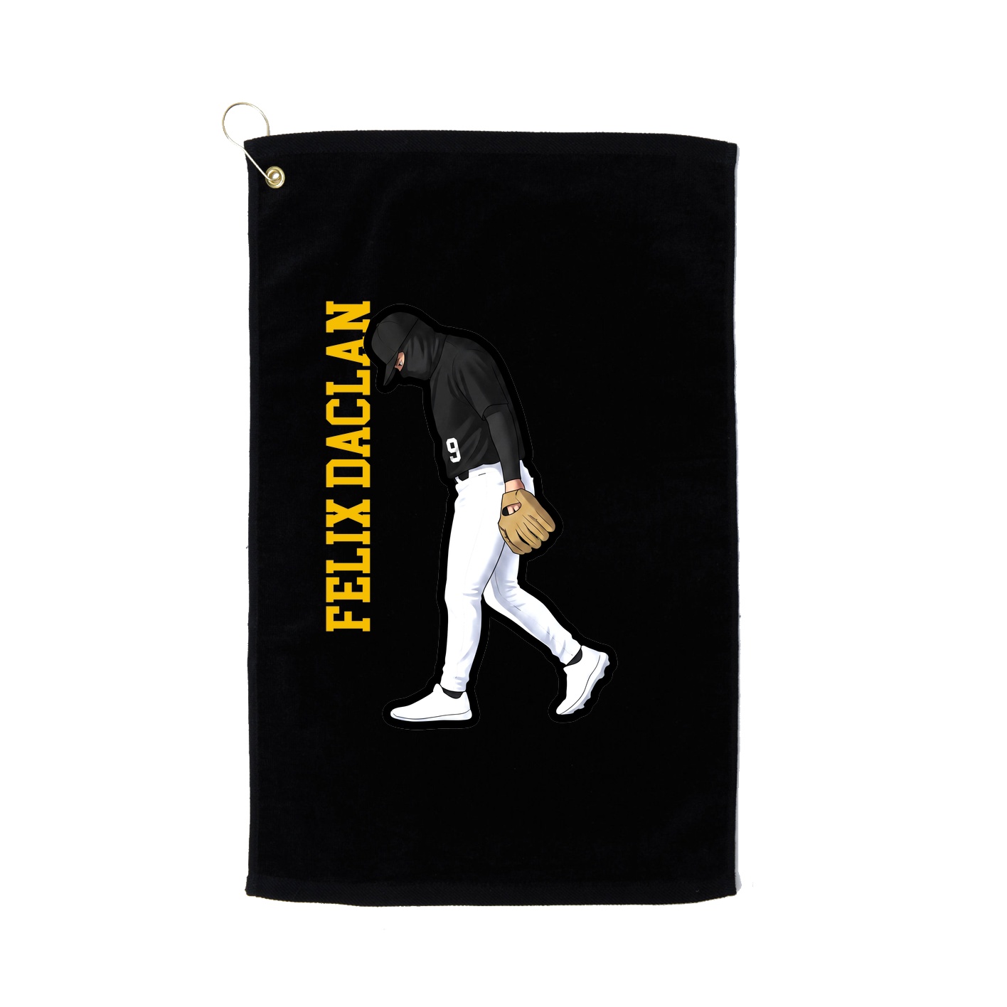 Golf Towel — Name Vertical in Black