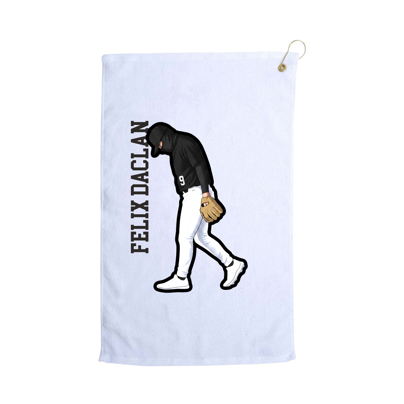 Golf Towel — Name Vertical in White