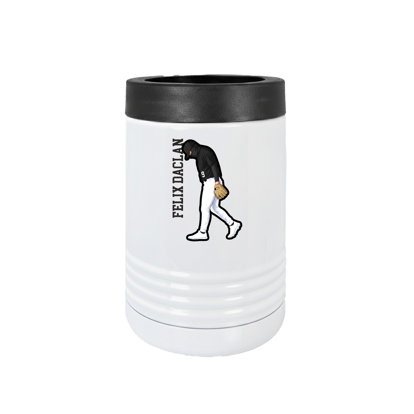 Beverage Holder — Name Vertical in White