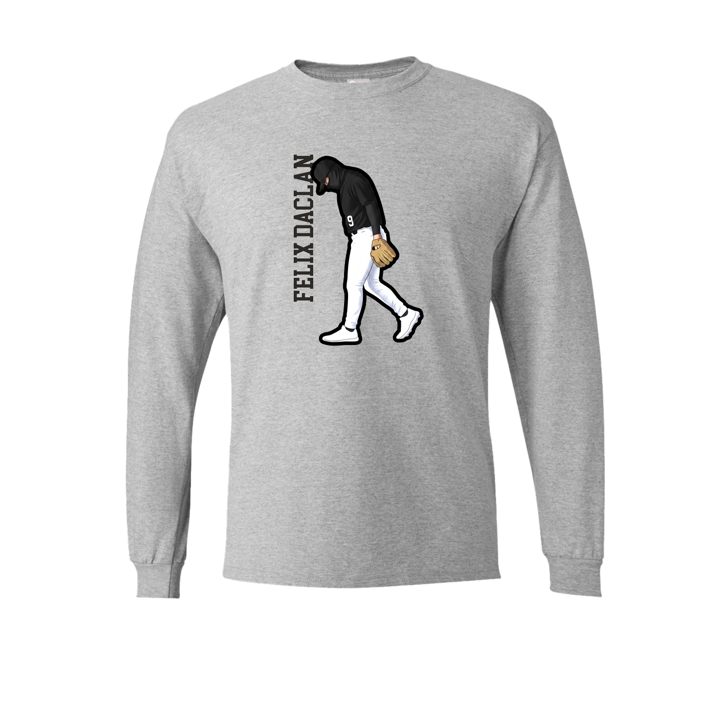 Long Sleeve Tee — Name Vertical in Grey