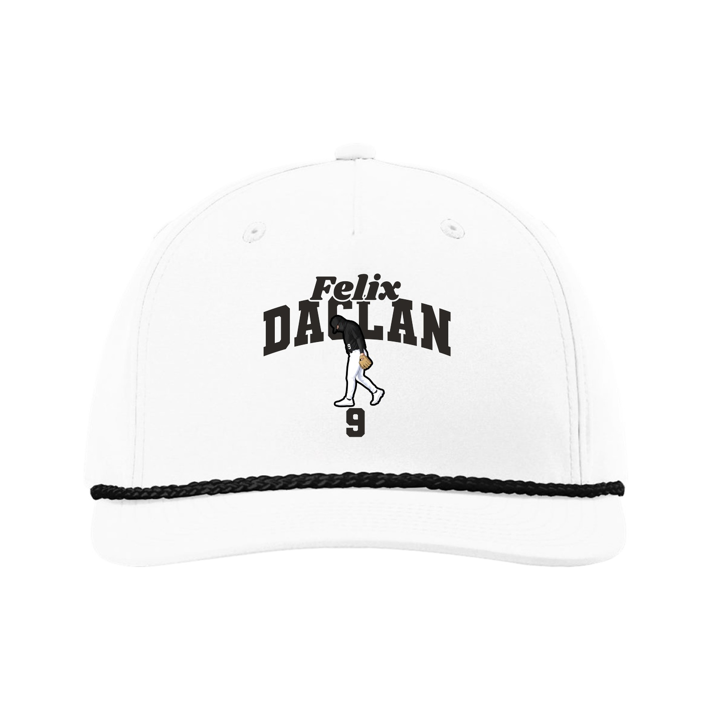 Five-Panel Classic Rope Cap — Signature Arch in White