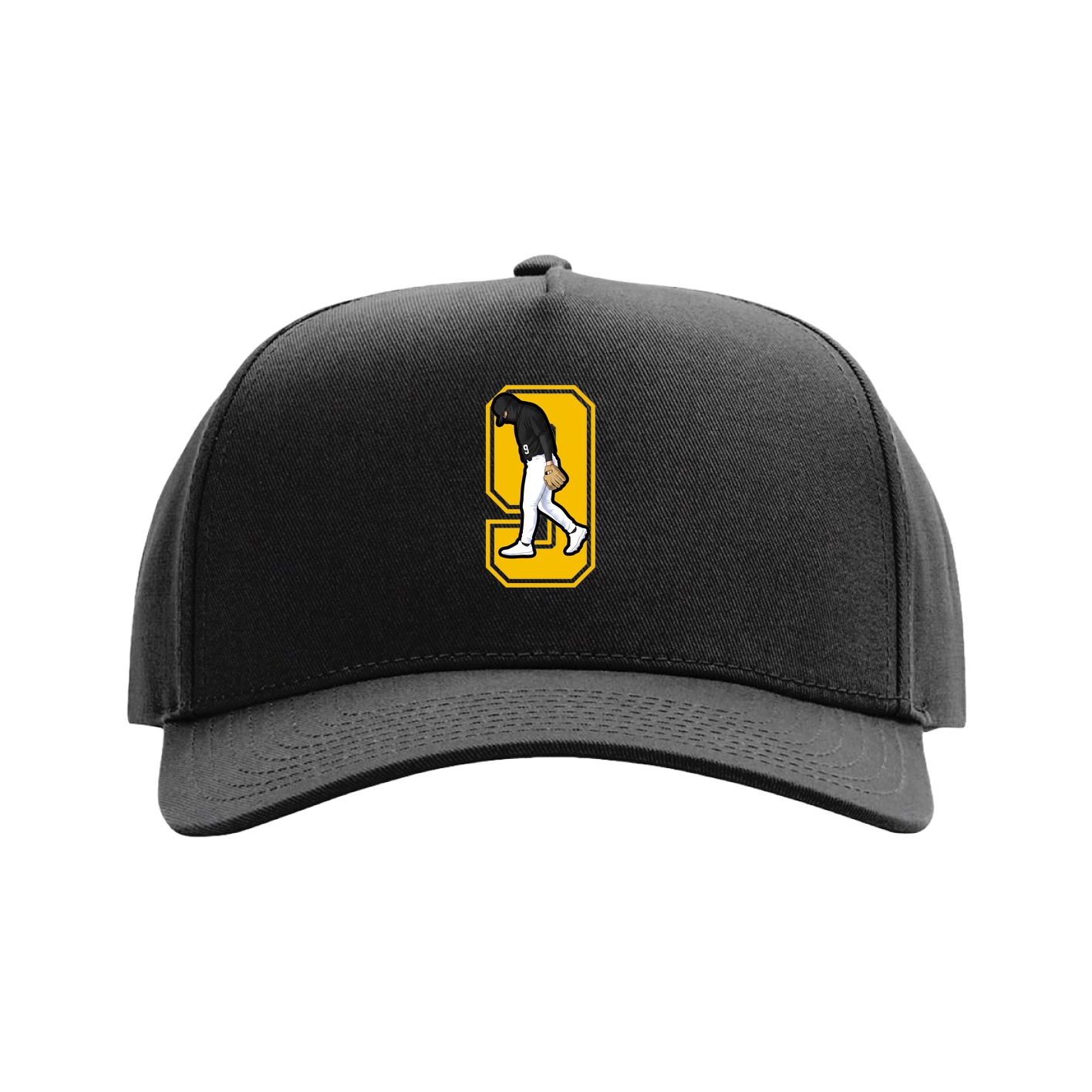 Full Fabric Five-Panel Champ Cap — Number in Black