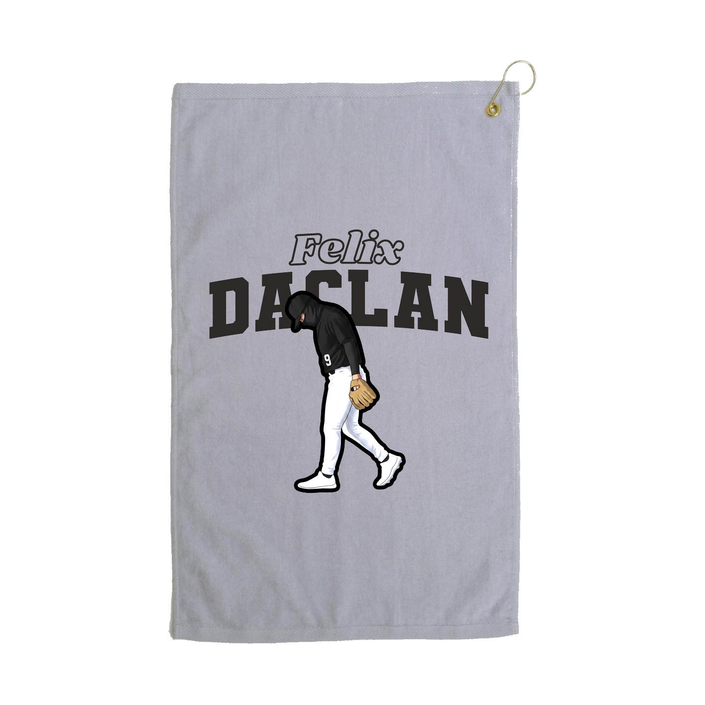 Golf Towel — Name Arch in Grey