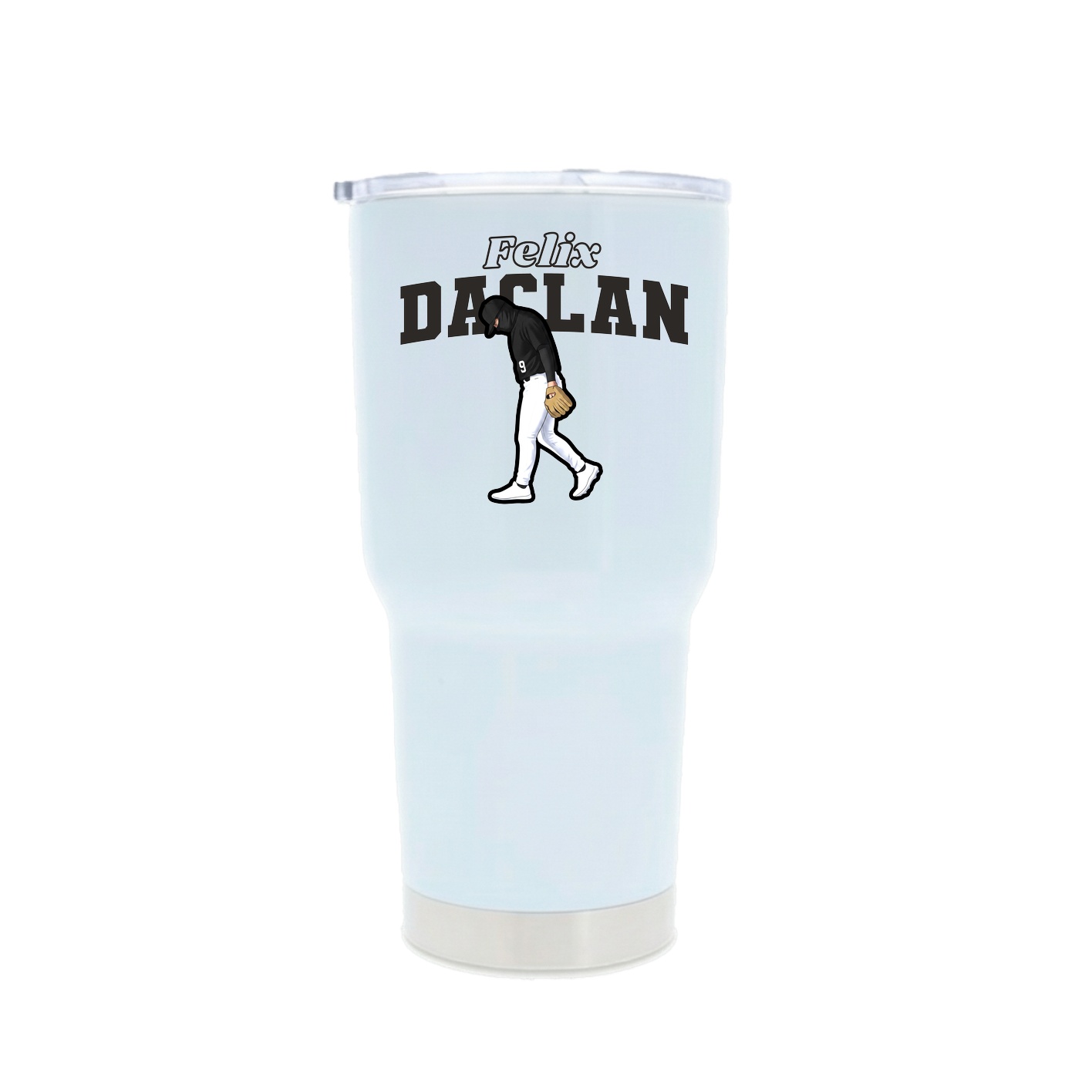30oz Stainless Steel Tumbler — Name Arch in White
