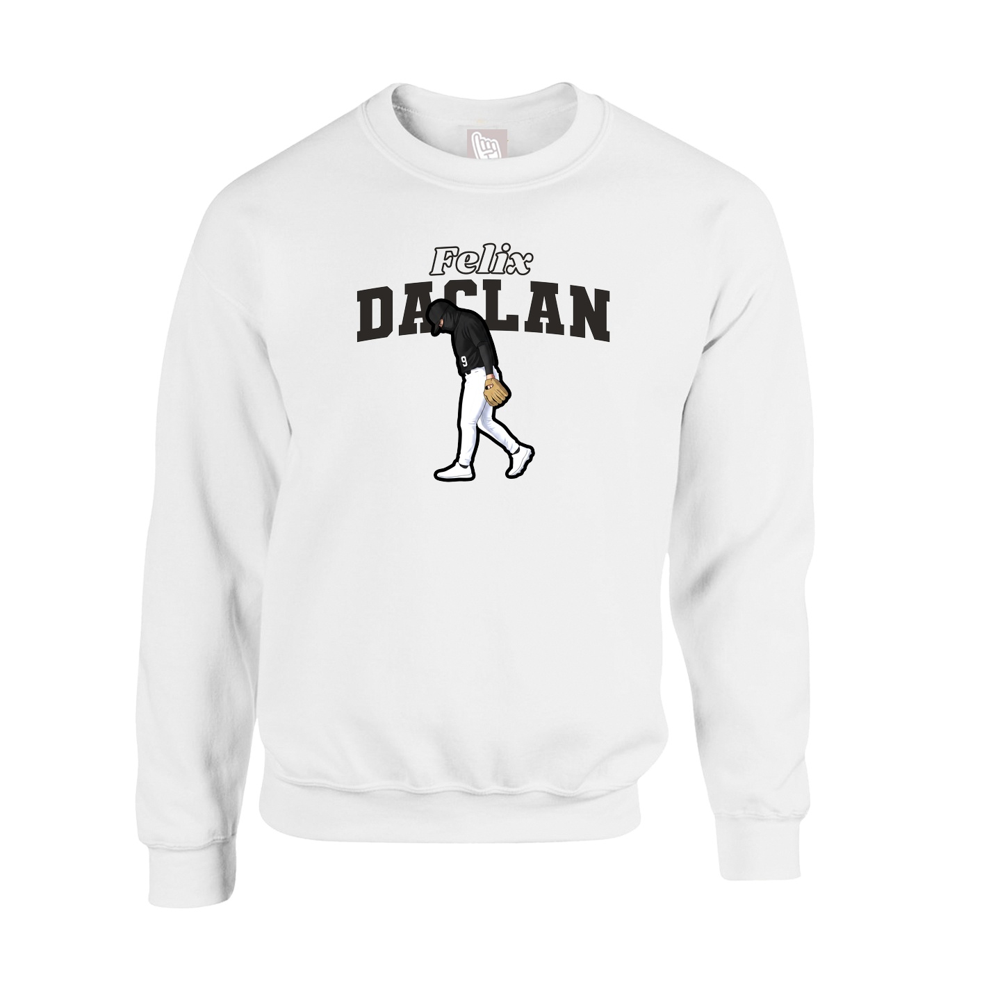 Fleece Crew — Name Arch in White