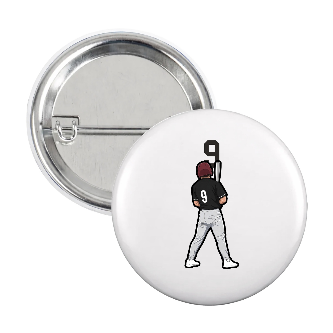 Game Day Button — Number Top in White